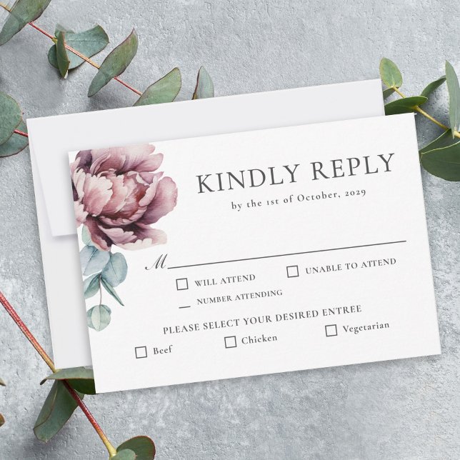 Rustikale Hochzeit im Herbst Burgund UAWG RSVP Karte (Von Creator hochgeladen)