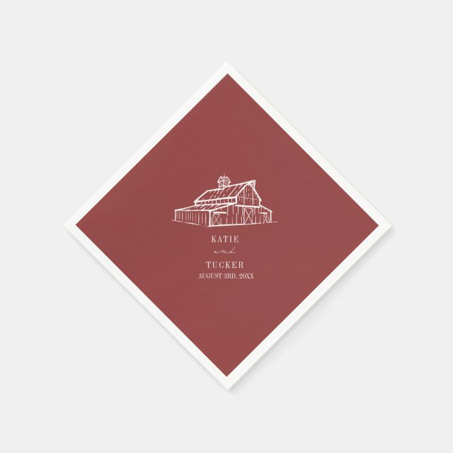 Rustikale Hochzeit im Herbst der verseuchten roten Serviette (Ecke)