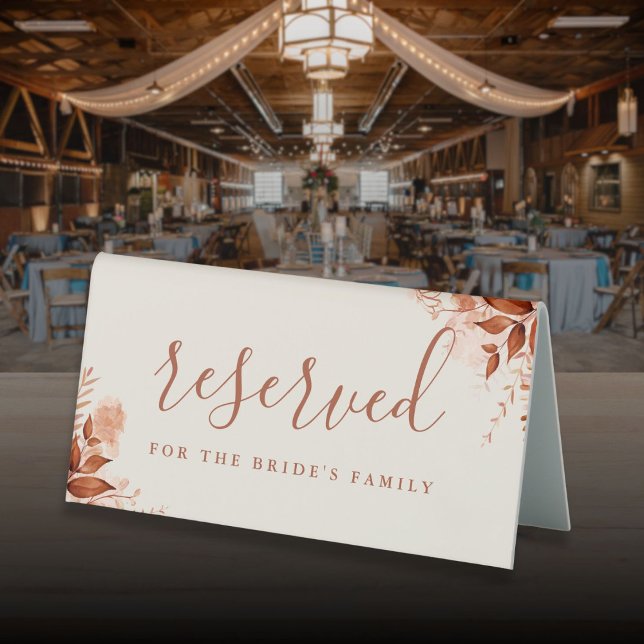 Rustikale Hochzeit im Herbst des Blumenherzes vorb Tischaufsteller (Rustic Floral Autumn Fall Wedding Reserved Table Tent Sign)