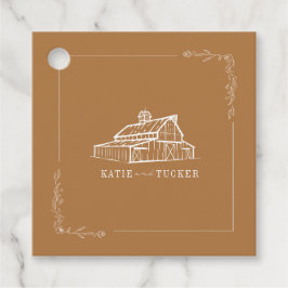 Rustikale Hochzeit im Herbst des Stallhalses Golde Geschenkanhänger