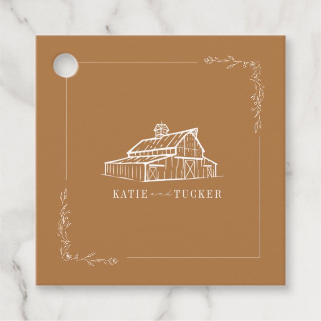Rustikale Hochzeit im Herbst des Stallhalses Golde Geschenkanhänger (Vorderseite)