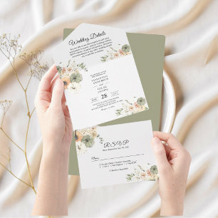 Rustikale Hochzeit im Herbst Einladung Set   Aquar