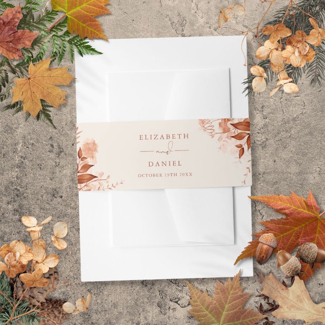 Rustikale Hochzeit im Herbst Einladungsbanderole (Rustic Floral Autumn Fall Wedding Invitation Belly Band)