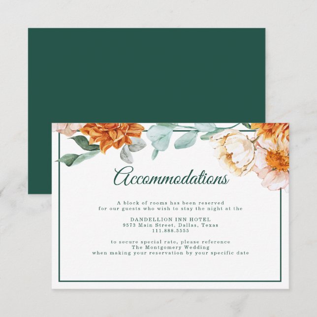 Rustikale Hochzeit im Herbst Grüne Unterkünfte Begleitkarte (Vorne/Hinten)