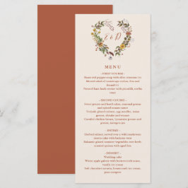 Rustikale Hochzeit im Herbst Herbst Abendessen Menükarte