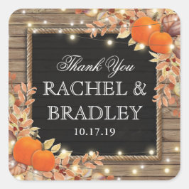 Rustikale Hochzeit im Herbst im Herbst Gefallen Quadratischer Aufkleber