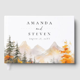 Rustikale Hochzeit im Herbst im Kiefernwald Gästebuch