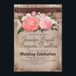 Rustikale Hochzeit im Herbst mit Blumenbeeren und  Einladung<br><div class="desc">Rustikales Eichenholz und Burlberg Weinberg Hochzeitseinladung mit dem Vintagen Rosa und Weiß Blume Bouquet.</div>