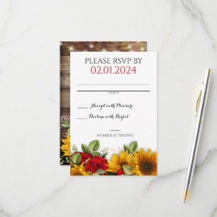 Rustikale Hochzeit im Herbst Rote Rosen RSVP-Karte RSVP Karte