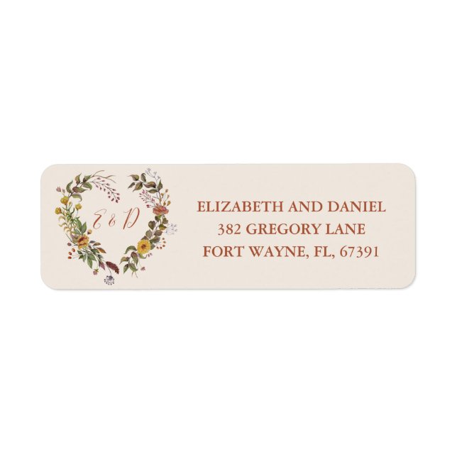 Rustikale Hochzeit im Herbst Rücksendeadresse (Vorne)