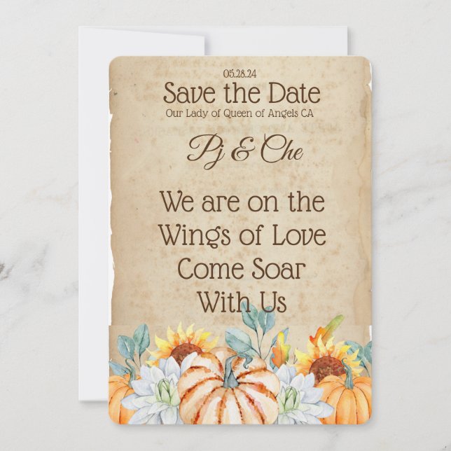 Rustikale Hochzeit im Herbst Save the Date (Vorderseite)
