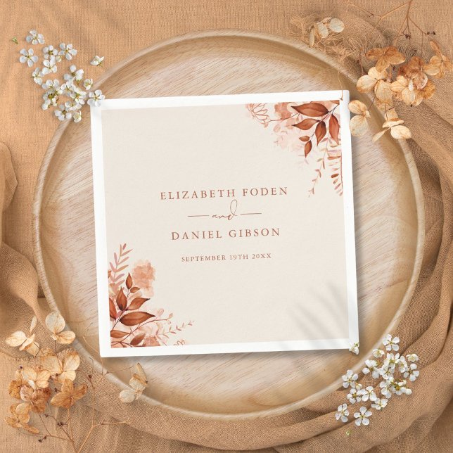 Rustikale Hochzeit im Herbst Serviette (Rustic Floral Autumn Fall Wedding Napkins)