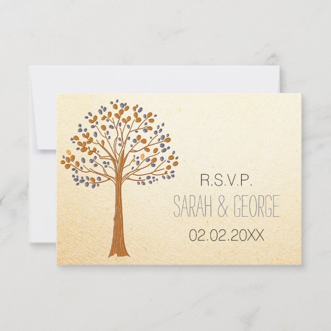 Rustikale Hochzeit im Herbst uAwg standard 3,5 x 5 RSVP Karte (Vorderseite)