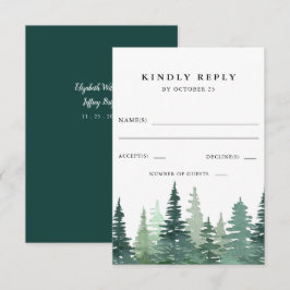 Rustikale Hochzeit im Pinienwald RSVP Karte