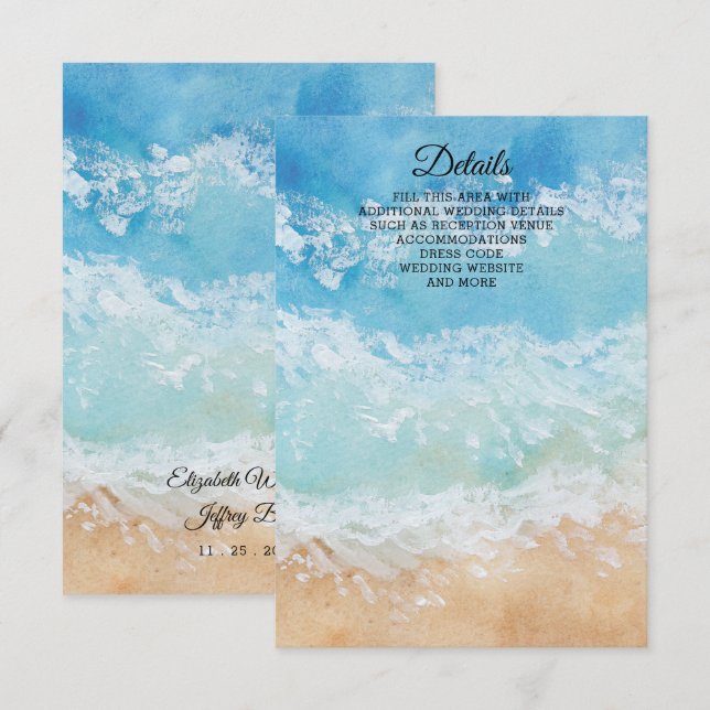 Rustikale Hochzeit im Sommer am Meer Begleitkarte (Vorne/Hinten)