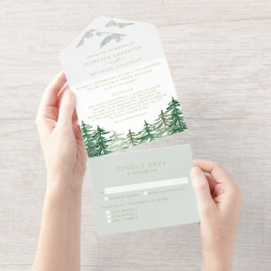 Rustikale Hochzeit im Wald All-in-One-Einladung