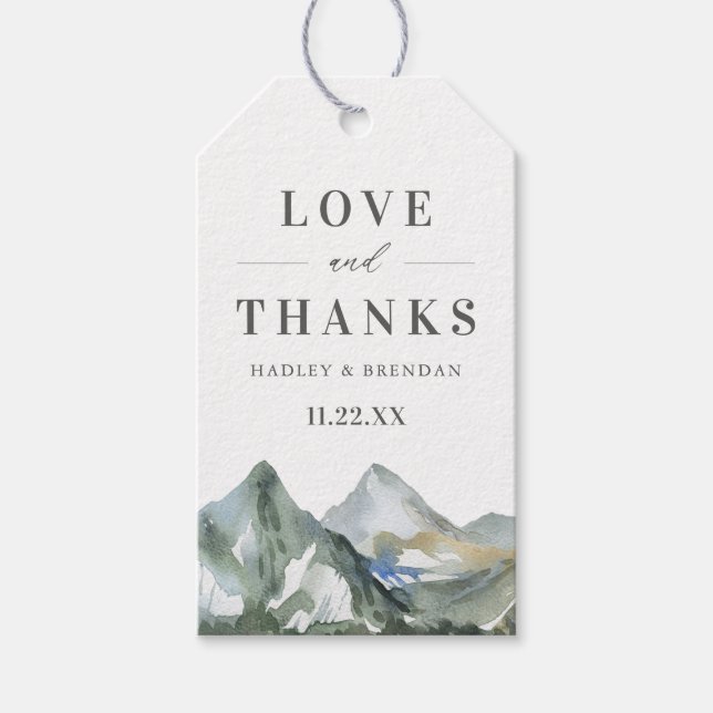Rustikale Hochzeit im Wasserfarbenwald Geschenkanhänger (Vorderseite)