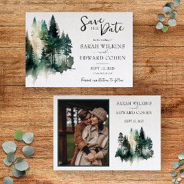 Rustikale Hochzeit im Wasserfarbenwald rettet das Save The Date