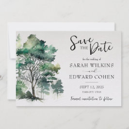 Rustikale Hochzeit im Wasserfarbenwald rettet das Save The Date