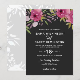 Rustikale Hochzeit in Aquarell Rosa Einladung