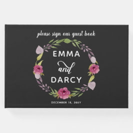 Rustikale Hochzeit in Aquarell Rosa Gästebuch