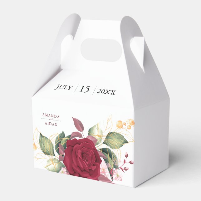 Rustikale Hochzeit in Burgund Geschenkschachtel (Vorderseite)