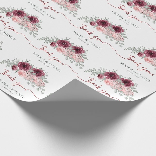 Rustikale Hochzeit in Burgund Marsala und Rosa Geschenkpapier (Ecke)