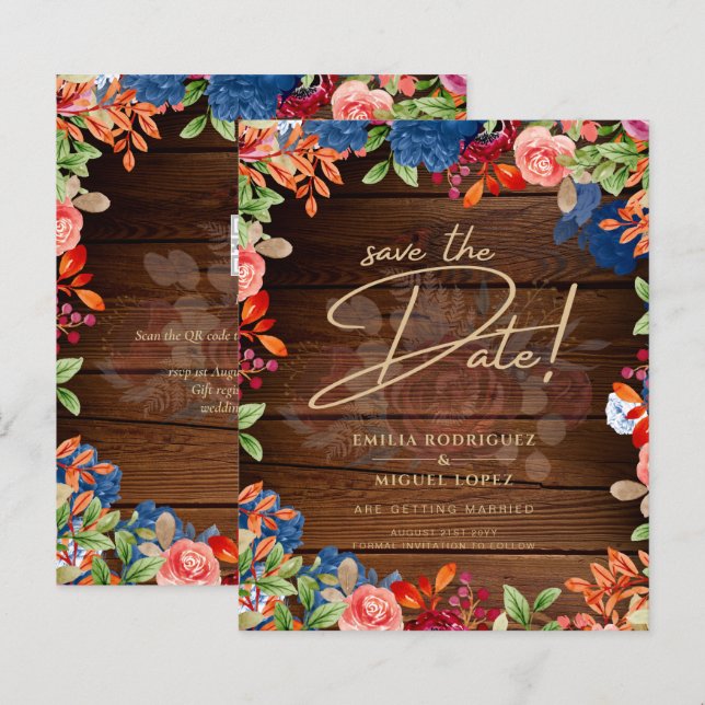 Rustikale Hochzeit in Burgund mit blauer Flora SPA (Vorne/Hinten)