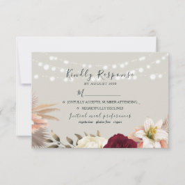 Rustikale Hochzeit in Burgund RSVP Karte
