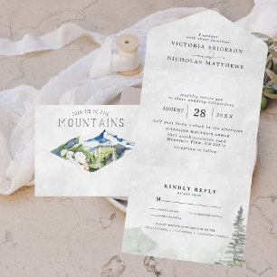 Rustikale Hochzeit in den Bergen - Komplette Hochz All In One Einladung