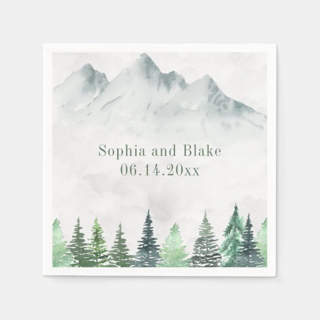 Rustikale Hochzeit in den Bergen und im Wald Serviette (Vorderseite)