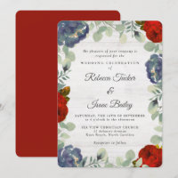 Rustikale Hochzeit in Grün, Rot und Blau
