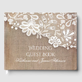 Rustikale Hochzeit in Lace und Burlap Gästebuch