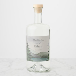 Rustikale Hochzeit & Lake Evergreen Alkoholflaschenetikett