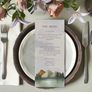 Rustikale Hochzeit & Lake Evergreen Menükarte