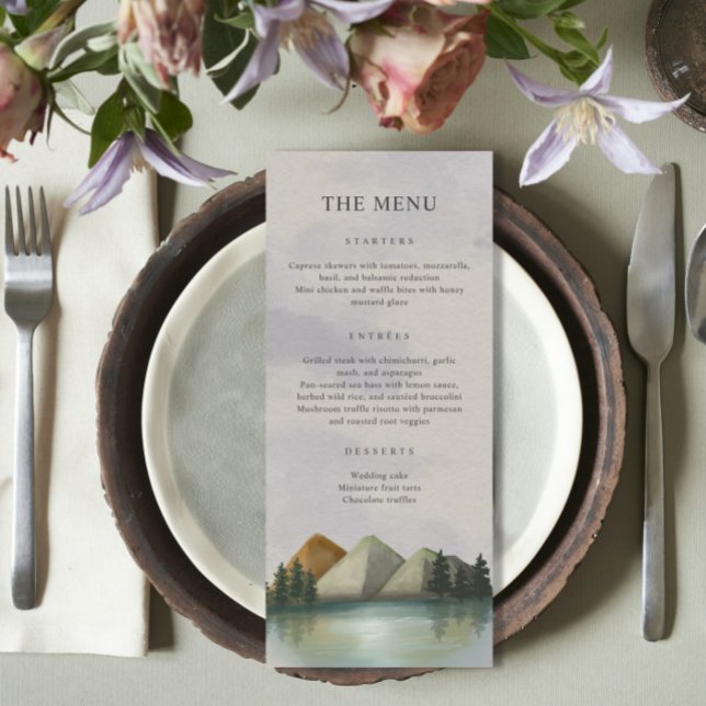 Rustikale Hochzeit & Lake Evergreen Menükarte (Von Creator hochgeladen)