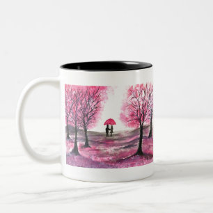 Rustikale Hochzeit Liebespaar Kirschblüten Baum Zweifarbige Tasse