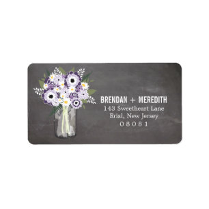 Rustikale Hochzeit Mason Jar und Floral Adressaufkleber