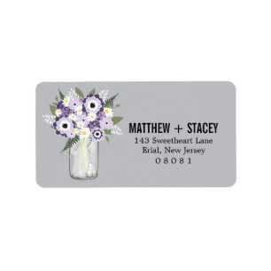 Rustikale Hochzeit Mason Jar und Floral Adressaufkleber