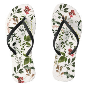 Rustikale Hochzeit mit botanischem Blumen Flip Flops