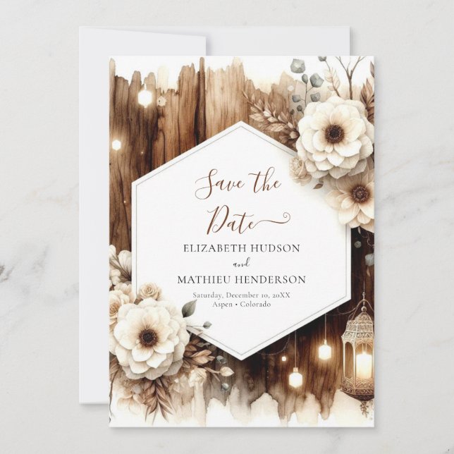 Rustikale Hochzeit mit Chic minimalistisch Save The Date (Vorderseite)