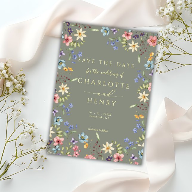 Rustikale Hochzeit mit einfacher Wildblume Save The Date (Von Creator hochgeladen)