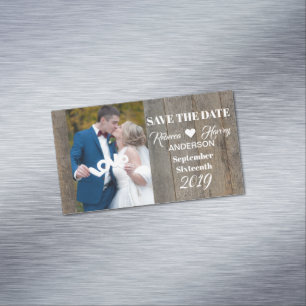 Rustikale Hochzeit mit grauem Barnwood retten das  Magnetische Visitenkarte