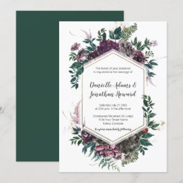 Rustikale Hochzeit mit grauer Geometrie Einladung