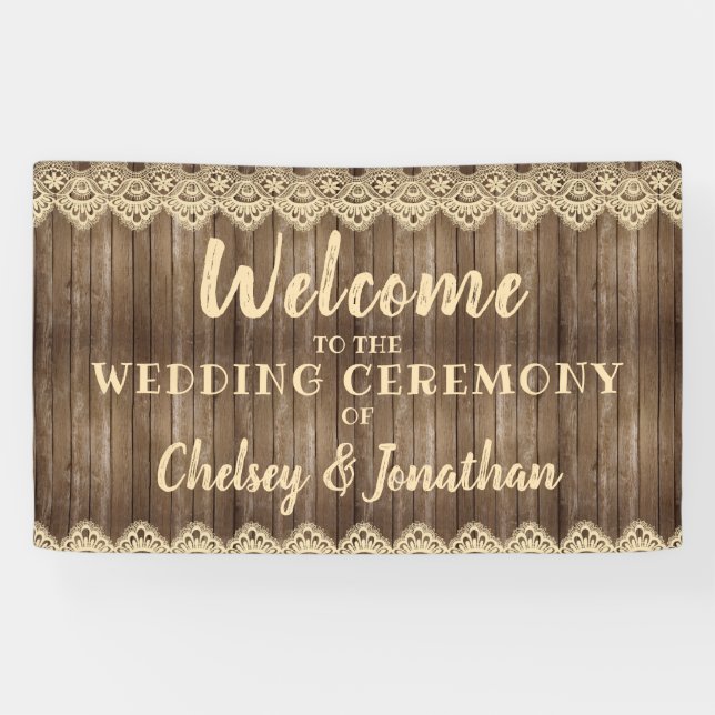 Rustikale Hochzeit mit Holz und Creme Banner (Horizontal)