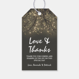 Rustikale Hochzeit mit leuchtendem Baum Geschenkanhänger