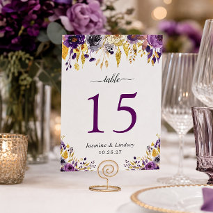 Rustikale Hochzeit mit Lila Goldwasser Tischnummer