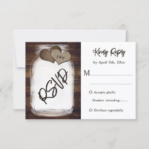 Rustikale Hochzeit mit Mason Jar, Holz und Jute-Mo RSVP Karte