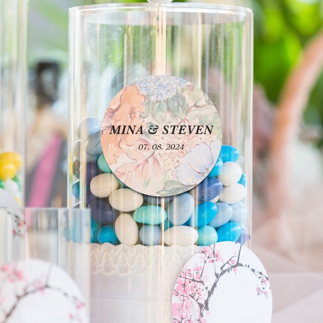 Rustikale Hochzeit mit orangefarbenem Wasser Runder Aufkleber (Von Creator hochgeladen)