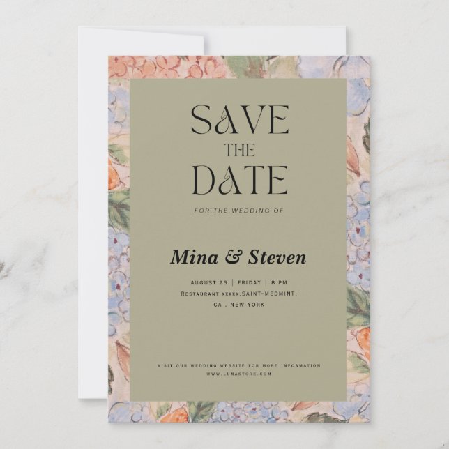 Rustikale Hochzeit mit orangefarbenem Wasser Save The Date (Vorderseite)